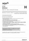 AQA GCSE BENGALI PAPER 1 HIGHER TIER 2024 (8638/LH/T: Listening Test Transcript)