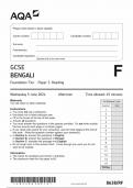 AQA GCSE BENGALI PAPER 3 FOUNDATION TIER 2024 (8638/RF: Reading)