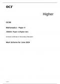 ocr GCSE Mathematics J560/04: Paper 4 (Higher tier) MARK SCHEME for June 2024