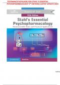 TESTBANK/STUDYGUIDE FOR STAHL’S ESSENTIAL PSYCHOPHARMACOLOGY 5TH EDITION||LATEST UPDATE 2024