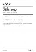 AQA A-level MODERN HEBREW Paper 3 Listening Test Transcript  June 2024