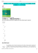 SOPHIA UNIT MILESTONE 1 COLLEGE ALGEBRA WITH CORRECT ANSWERS.