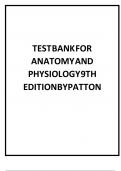 TEST BANK FOR ANATOMY AND PHYSIOLOGY 9TH EDITION BY PATTON ALL CHAPTERS | COMPLETE SOLUTION GUIDE ||  A grade