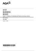 AQA GCSE BUSINESS 8132/2 Paper 2 Influences of marketing and finance on business activity Mark scheme June 2024 Version 1.0 Final