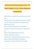 Hartman's Nursing Assistant Care: The Basic Chapter 5, 6, & 7 Exam Questions and Answers