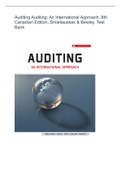 Auditing Auditing; An International Approach. 8th Canadian Edition, Smieliauskas & Bewley. Test Bank