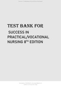 TEST BANK FOR SUCCESS IN PRACTICAL VOCATIONAL NURSING 8TH EDITION BY KNECHT