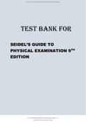 TEST BANK FOR SEIDEL’S GUIDE TO PHYSICAL EXAMINATION 9TH EDITION.