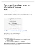 Fysiologie samenvatting spijsvertering en glucosehuishoudding 