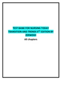 TEST BANK FOR NURSING TODAY TRANSITION AND TRENDS 9TH EDITION BY ZERWEKH All chapters.