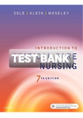 Exam (elaborations) TEST BANK FOR Introduction to Critical Care Nursing 7th Edition By Sole, Klein and Moseley 