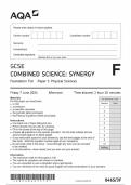 AQA GCSE COMBINED SCIENCE: SYNERGY Foundation Tier Paper 3 Physical Sciences Friday 7 June 2024