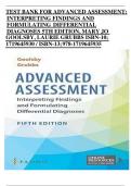 TEST BANK FOR ADVANCED ASSESSMENT: INTERPRETING FINDINGS AND FORMULATING DIFFERENTIAL DIAGNOSES 5th Edition, Mary Jo Goolsby, Laurie Grubbs