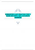 HUMANITIES CLEP PRACTICE TEST 1  EXAM 2024 WITH 100% ACCURATE  ANSWERS 