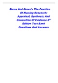 Burns And Grove's The Practice Of Nursing Research: Appraisal, Synthesis, And Generation Of Evidence 8th Edition Test Bank Questions And Answers