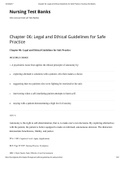 The best Nursing Test Banks for nursing students covering Legal and Ethical Guidelines for Safe Practice  with MULTIPLE CHOICES and the correct answers 1. A psychiatric nurse best applies the ethical principle of autonomy by: a. exploring alternative solu