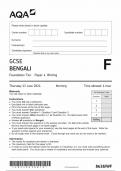 AQA GCSE BENGALI PAPER 4 FOUNDATION TIER 2024 (8638/WF)