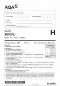 AQA GCSE BENGALI PAPER 4 HIGHER TIER 2024 (8638/WH: Writing)