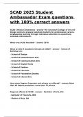 SCAD 2025 Student Ambassador Exam questions with 100% correct answers