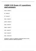 CHEM 219 Exam #1 questions and answers