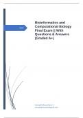 Bioinformatics and Computational Biology Final Exam || With Questions & Answers (Graded A+)