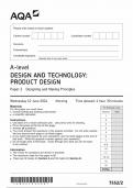 AQA A LEVEL DESIGN AND TECHNOLOGY :PRODUCT DESIGN PAPER 2 QUESTION PAPER 2024 (7552/2 : Designing and Making Principles)