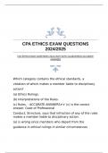 CPA ETHICS EXAM QUESTIONS 2024/2025 WITH GUARANTEED ACCURATE ANSWERS