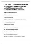 CON 3900 - DAWIA Certification Exam Prep (FAR parts, Forms, and UCF) questions with complete verified solutions