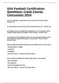 USA Football Certification Questions: Crash Course Concussion 2024