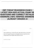 EMT FISDAP READINESS EXAM 2 LATEST 2024-2025 ACTUAL EXAM 160 QUESTIONS AND CORRECT DETAILED ANSWERS (100% VERIFIED ANSWERS) |ALREADY GRADED A+