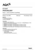 AQA Psychology 7182 paper 3 question paper Psychology A 3June 2024