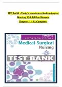 TEST BANK For Timby's Introductory Medical-Surgical Nursing, 13th Edition by Donnelly-Moreno, Verified Chapters 1 - 72, [Updated Version 2024]