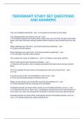 TEENSMART STUDY SET QUESTIONS AND ANSWERS