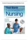 TEST BANK FOR FUNDAMENTALS OF NURSING 10TH EDITION BY BY CAROL TAYLOR, PAMELA LYNN & JENNIFER L BARTLETT, ALL CHAPTER 1-47, A+ GUIDE GUARENTEED SUCCES