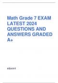 Math Grade 7 EXAM LATEST 2024 QUESTIONS AND ANSWERS GRADED A+