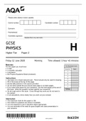 GCSE PHYSICS Higher Tier Paper 2 