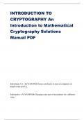 INTRODUCTION TO CRYPTOGRAPHY An Introduction to Mathematical Cryptography Solutions Manual PDF