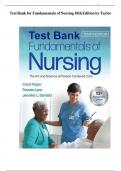 Test Bank for Fundamentals of Nursing The Art and Science of Person-Centered Care, 10th Edition by Carol R. Taylor, Pamela B Lynn, Jennifer L Bartlett