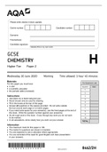 AQA GCSE CHEMISTRY Higher Tier Paper 2 2020