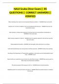 NAUI Scuba Diver Exam|| 85 QUESTIONS|| CORRECT ANSWERS|| VERIFIED