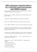 ORELA Elementary Education Subtest 1  ELA UPDATED Actual Exam Questions  and CORRECT Answers