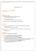 Statistiek 1A - Samenvatting en College Aantekeningen met voorbeelden en oefenvragen ISBN: 9781319153977  Statistiek 1A (PSBA1-05)