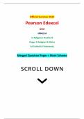 Official Summer 2024 Pearson Edexcel GCSE 1RB0/1A In Religious Studies B Paper 1 Religion & Ethics 1A Catholic Christianity Merged Question Paper + Mark Scheme