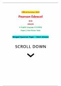 Official Summer 2024 Pearson Edexcel GCSE 1EN2/01 In English Language 2.0 (1EN2) Paper 1: Non-Fiction Texts Merged Question Paper + Mark Scheme