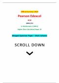 Official Summer 2024 Pearson Edexcel GCSE 1MA1/1H In Mathematics (1MA1) Higher (Non-Calculator) Paper 1H Merged Question Paper + Mark Scheme