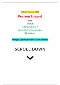 Official Summer 2024 Pearson Edexcel GCSE 1RA0/2D In Religious Studies A Paper 2: Study of Second Religion 2D Buddhism Merged Question Paper + Mark Scheme