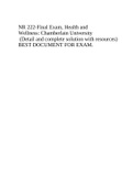 NR 222-Final Exam, Health and Wellness: Chamberlain University (Detail and complete solution with resources) BEST DOCUMENT FOR EXAM.