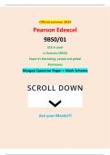 Official summer 2024 Pearson Edexcel 9BS0/01 GCE A Level In Business (9BS0) Paper 01 Marketing, people and global Businesses Merged Question Paper + Mark Scheme