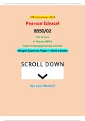 Official summer 2024 Pearson Edexcel 8BS0/02 GCE AS Level In Business (8BS0) Paper 02 Managing Business Activities Merged Question Paper + Mark Scheme