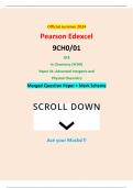 Official summer 2024 Pearson Edexcel 9CH0/01 GCE In Chemistry (9CH0) Paper 01: Advanced Inorganic and Physical Chemistry Merged Question Paper + Mark Scheme